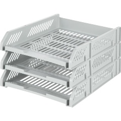 Изображение товара Лоток для бумаг горизонтальный Deli E9209 набор 3шт на металл.стерж серый