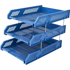 Изображение товара Лоток для бумаг горизонтальный Deli E9209 набор 3шт на металл.стерж синий