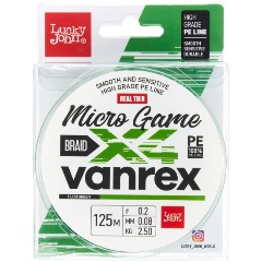 Изображение товара Леска плетеная LUCKY JOHN LJ Vanrex MICRO GAME х4 BRAID Fluo Green 125м, 008 мм