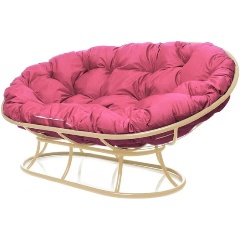 Изображение товара Диван M-GROUP МАМАСАН без ротанга бежевое, розовая подушка