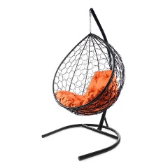 Изображение товара Подвесное кресло КАПЛЯ с ротангом и стойкой, желтая подушка M-GROUP