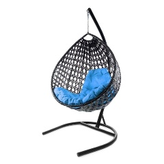 Изображение товара Подвесное кресло кокон Капля с ротангом Люкс и подушкой