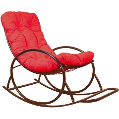 Изображение товара Кресло-качалка M-GROUP коричневое, красная подушка