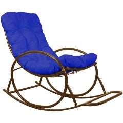 Изображение товара Кресло-качалка M-GROUP коричневое, синяя подушка