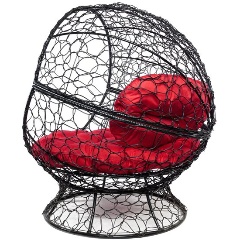 Изображение товара Кресло M-GROUP АПЕЛЬСИН с ротангом чёрное, красная подушка