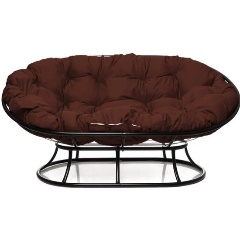 Изображение товара Диван садовый M-GROUP Мамасан без ротанга черный+коричневая подушка