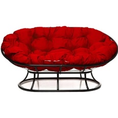 Изображение товара Диван садовый M-GROUP Мамасан без ротанга черный с красной подушкой