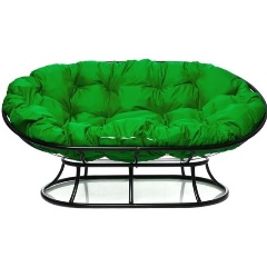 Изображение товара Диван садовый M-GROUP Мамасан без ротанга черный+зеленая подушка