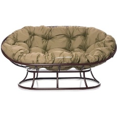 Изображение товара Диван садовый M-GROUP Мамасан двухместный коричневый с бежевой подушкой