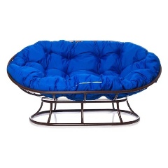 Изображение товара Диван садовый M-GROUP Мамасан без ротанга коричневый+синяя подушка