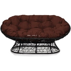 Изображение товара Диван садовый M-GROUP Мамасан ротанг черный + коричневая подушка