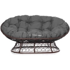 Изображение товара Диван садовый M-GROUP Мамасан ротанг коричневый + серая подушка