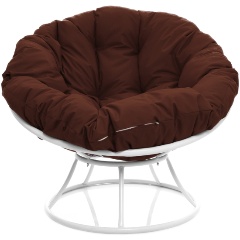 Изображение товара Садовое кресло M-GROUP Папасан без ротанга белое + коричневая подушка