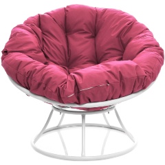 Изображение товара Садовое кресло M-GROUP Папасан без ротанга белое + розовая подушка