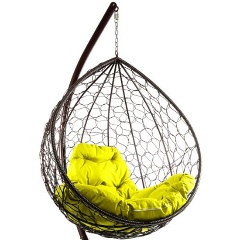 Изображение товара Подвесное кресло КАПЛЯ из ротанга с подушкой коричневое желтое ОГРОМНАЯ ВЫГОДА
