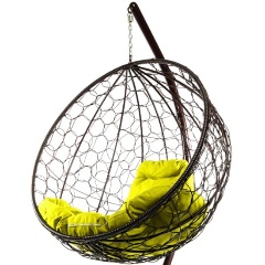 Изображение товара Подвесное кресло КРУГ из искусственного ротанга с подушкой коричневое