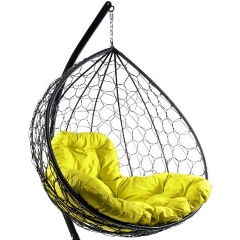 Изображение товара Подвесное кресло M-GROUP XL с ротангом черное с желтой подушкой