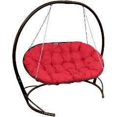 Изображение товара Диван садовый M-GROUP МАМАСАН подвесной коричневое, красная подушка