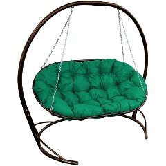 Изображение товара Диван садовый M-GROUP МАМАСАН подвесной коричневое, зелёная подушка