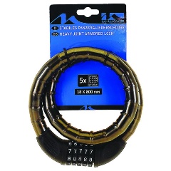 Изображение товара Замок велосипедный M-WAVE 5-230186 кодовый (5 разрядов) 18х800мм полупрозр.