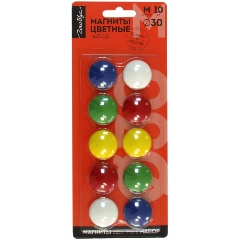 Изображение товара Магниты для досок GLOBUS 30 мм ассорти 10 шт блист. с европод.