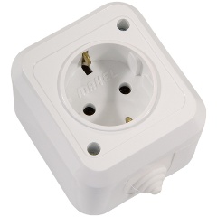 Изображение товара Розетка Makel 1-м ОП 16А IP44 с заземл. п/герм. Белый, 18308
