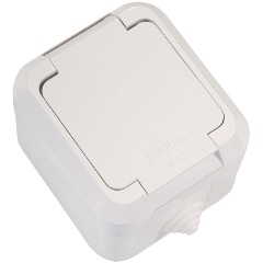 Изображение товара Розетка Makel 1-м ОП 16А IP44 с заземл. с крышкой п/герм. Белый, 18304