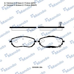 Изображение товара Передние тормозные колодки MANDO MPT34 для Toyota Auris и Corolla