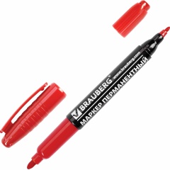 Изображение товара Перманентный двусторонний маркер BRAUBERG красный 2-4 мм