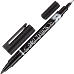 Изображение товара Маркер перманентный двусторонний Deli Think 0,5/1 мм черный EU211-BK
