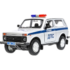 Изображение товара Металлическая модель автомобиля ТЕХНОПАРК LADA 4x4 POLICE 18.5 см, звуковые и световые эффекты