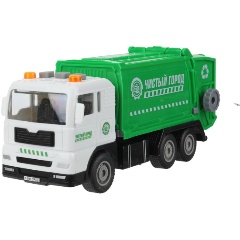 Изображение товара Пластиковая модель мусоровоза ТЕХНОПАРК 17 см со световыми и звуковыми эффектами