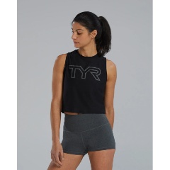 Изображение товара Женская майка TYR Airtec Cropped Tank L Черный - спортивная дышащая майка для тренировок