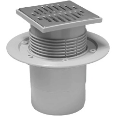 Изображение товара Трап McAlpine MRFG3V-110, 115 х 115 мм, "сухой" затвор H=87-145 мм, выход 110 мм вертикальный, нерж.сталь