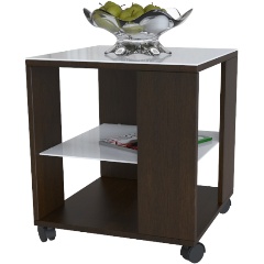 Изображение товара Стол журнальный МЕБЕЛИК BeautyStyle 6 венге/стекло белое