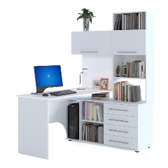 Изображение товара Стол компьютерный МЕБЕЛЬНАЯ ФАБРИКА "СОКОЛ" КСТ-14.1П Правый Белый