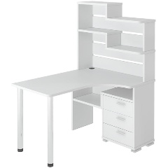 Изображение товара Стол компьютерный МЭРДЭС СР-132 БЕ-ЛЕВ Белый жемчуг с надстройкой