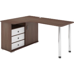 Изображение товара Угловой компьютерный стол МЭРДЭС СР-165СМ Шамони-Ч левосторонний белый жемчуг