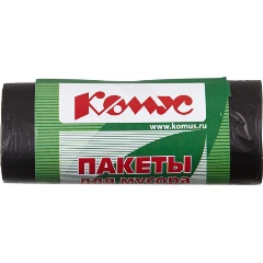 Изображение товара Мешки для мусора ПНД 30л 10мкм 30шт/рул черные 48х58см Комус