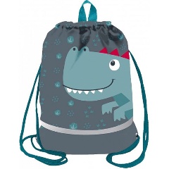 Изображение товара Мешок для обуви LOREX KIDS DINO 42x34 см серый 1 отделение с большой карманом на молнии с ручкой