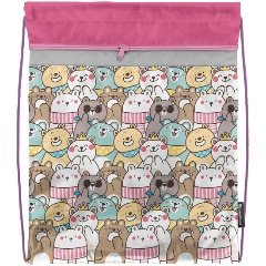 Изображение товара Мешок для обуви Schoolformat МИЛЫЕ МЕДВЕЖАТА 2 отделения 42х34 розовый