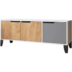 Изображение товара Тумба под ТВ МИКОН ТВМ-4 белый/дуб крафт золотой+графит, , шт