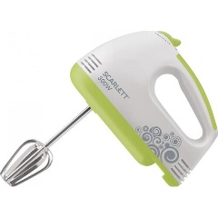 Изображение товара Миксер Scarlett SC-HM40S05 ручной бело-зеленый 300 Вт 7 скоростей