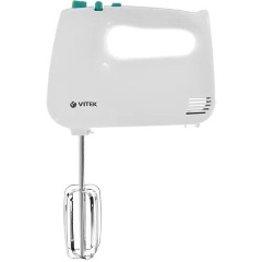 Изображение товара Миксер Vitek VT-1490 ручной мощный с 5 скоростями и 4 насадками для взбивания и замешивания теста