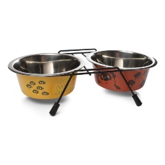 Изображение товара Миска двойная для животных Triol СОЮЗМУЛЬТФИЛЬМ ВИННИ-ПУХ металлическая на подставке "Пожужжим", 2х240 мл