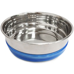 Изображение товара Миска для животных Triol металлическая с синей резинкой, 0,49л