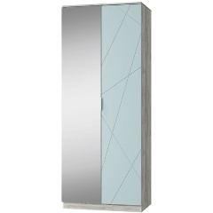 Изображение товара Шкаф для одежды с зеркалом Лагуна двухдверный из ЛДСП цвет серый и голубой