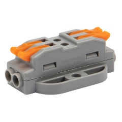 Изображение товара Клемма соединительная многоразовая проходная REXANT 2 полюса, 0.08-4 кв. мм, с монтажной площадкой, серая, 50 штук