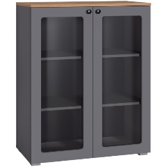 Изображение товара Шкаф-витрина MOBI Остин 16.394.01 Серый Графит 0162 РЕ, Дуб Золотой CRAFT