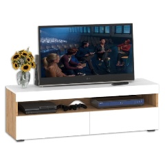 Изображение товара Тумба под ТВ MOBI Альба цвет дуб крафт золотой/белый премиум (состоит из 1 упаковки) (Уценка)